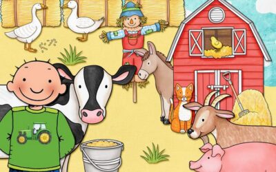 Op de boerderij lopen alle dieren in de grote wei